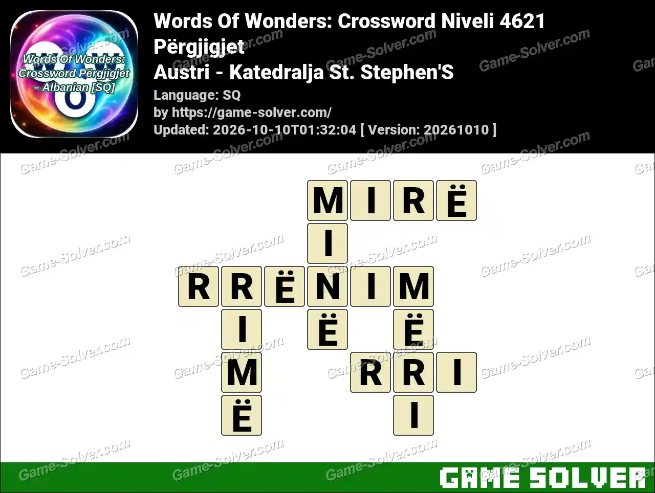 Words Of Wonders: Crossword Niveli 4621 Përgjigjet – Austri – Katedralja St. Stephen’S